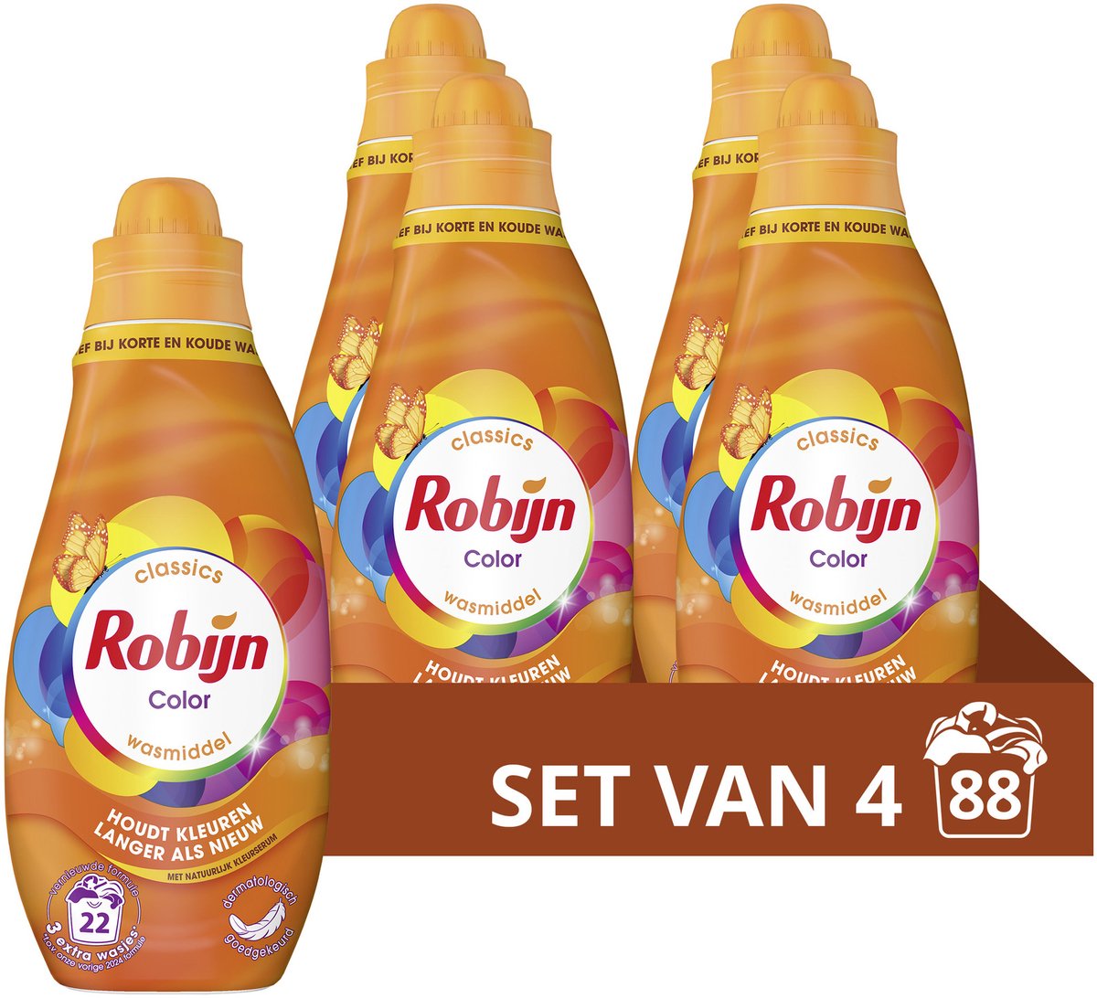 Robijn - liquid detergent - small powerful - color - 4 bottles - 88 washes - value pack