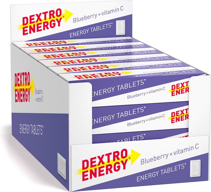 Dextro Energy Blueberry - 24 x 14 piezas - tabletas de dextrosa con vitamina C - dextrosa - azúcares rápidos