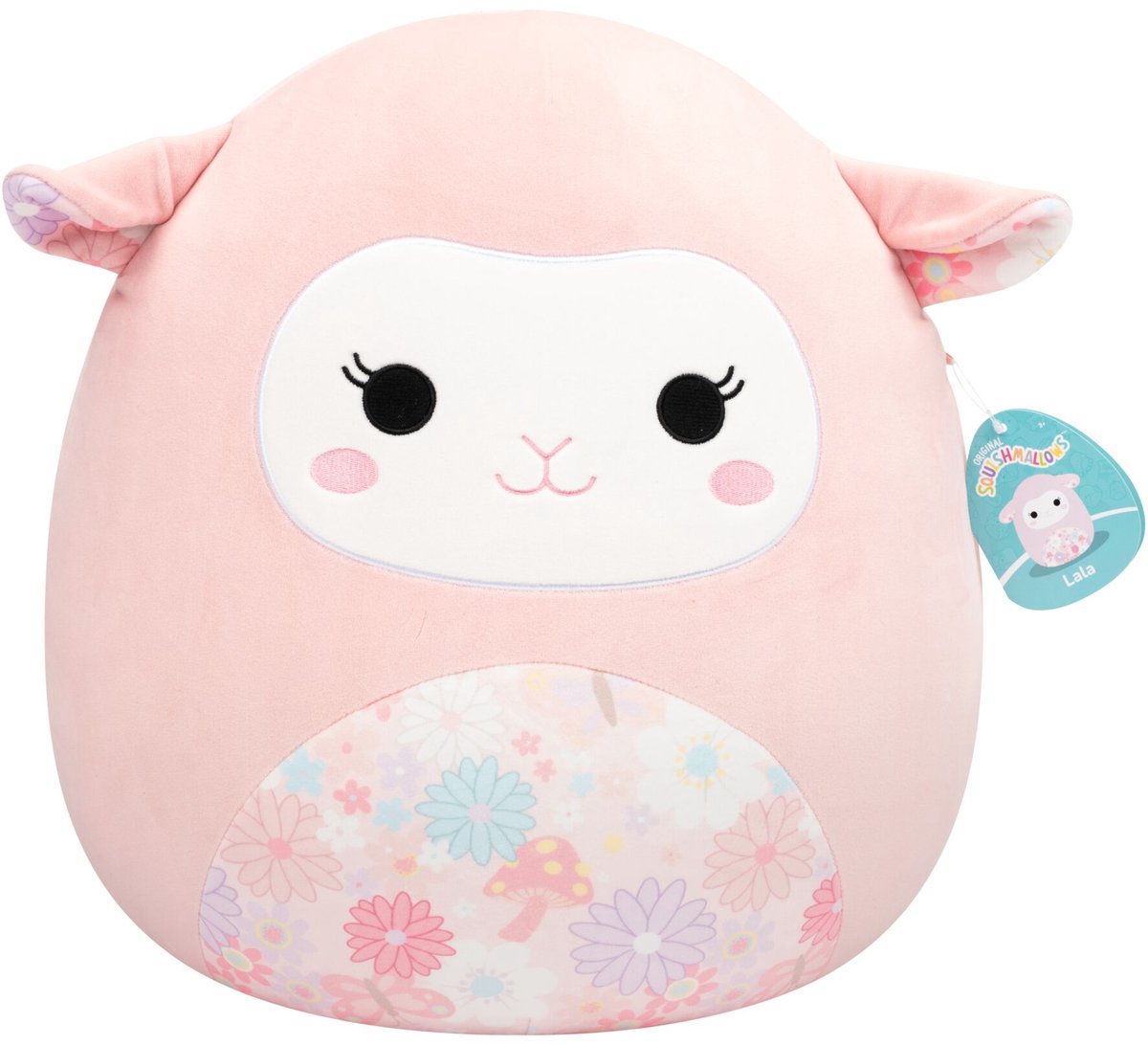 Jazwares squishmallows - large plush (lala - pink lamb w floral print belly and ears) - 40cm plush