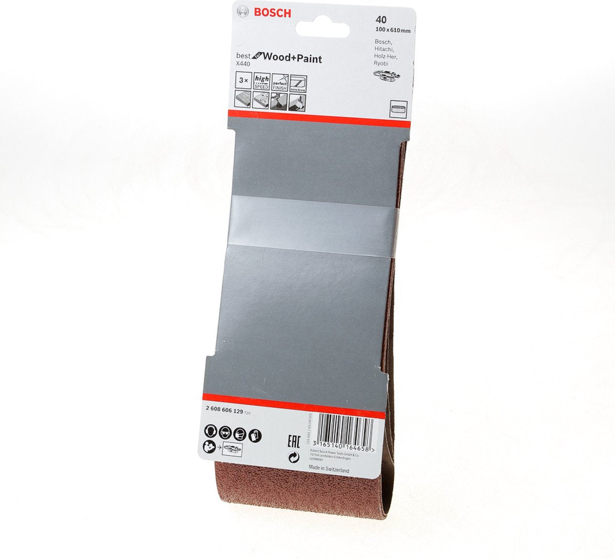 Bosch 3 pneumatici 100x610 miglior legno+vernice, 40