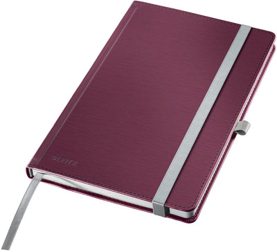Cuaderno estilo Leitz a rayas a5 - con tapa dura - papel de 100 gramos - rojo granate