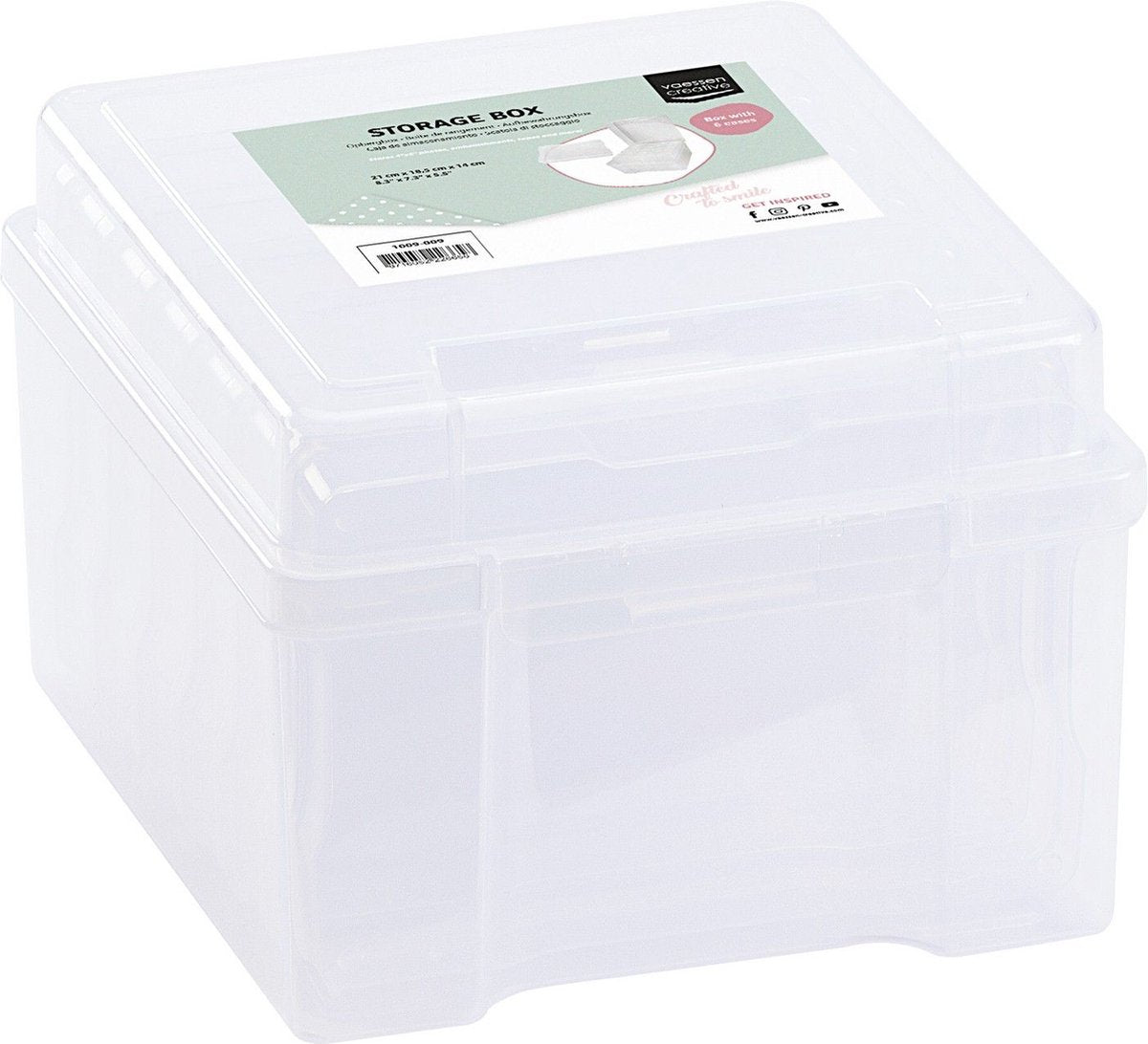 Vaessen creative • storage box with 6 transparent cassettes