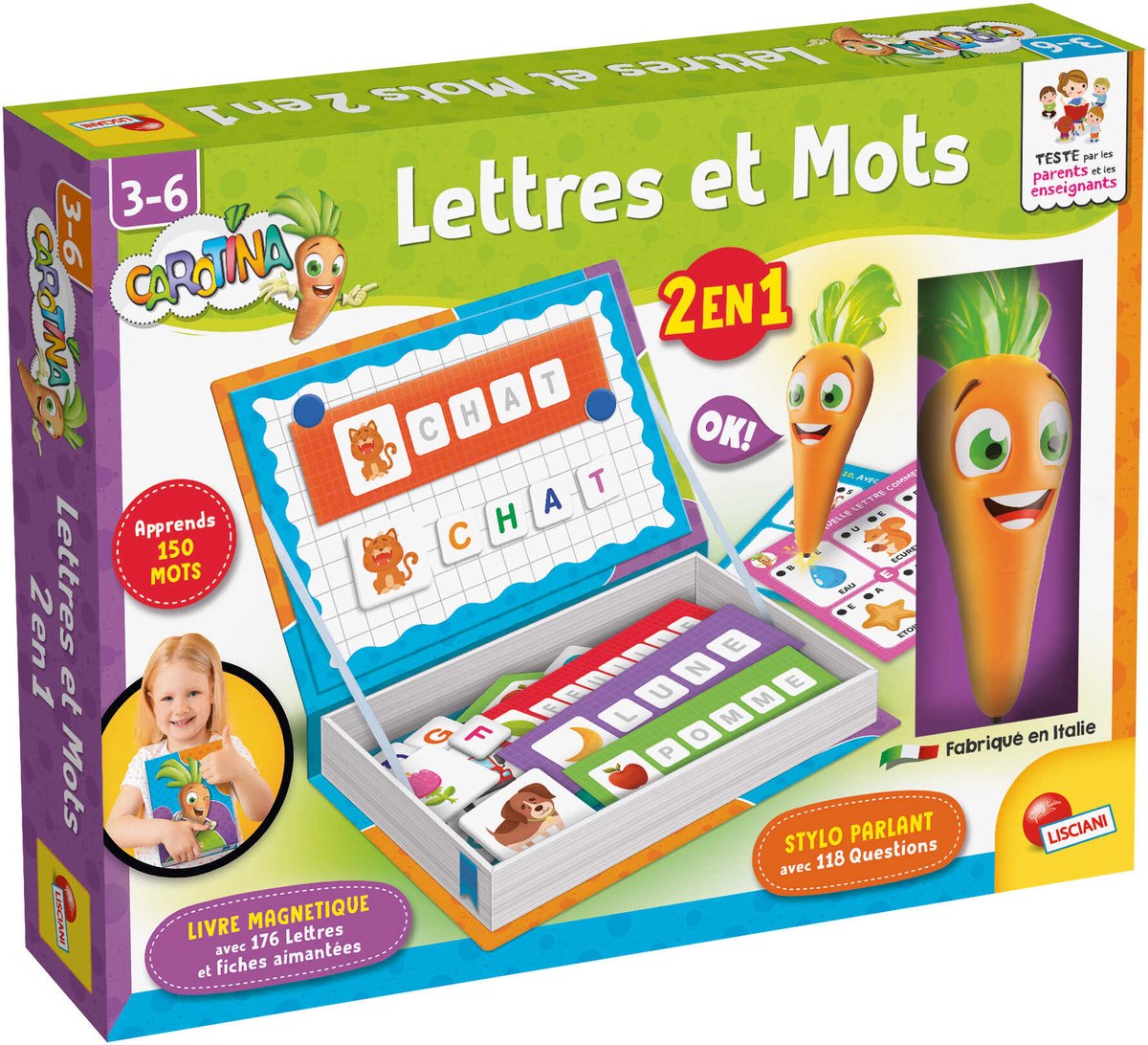 Lisciani Carotina giochi magn con penna parlante 2 in 1 lettere e parole
