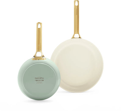 Greenpan Padova ceramic non-stick coating frying pan set 2-piece - ø 20-26cm - pfas-free - induction pan set - induction frying pan - induction frying pan - oven safe up to 200°c - dishwasher safe - stainless steel handles - without lids - mint green