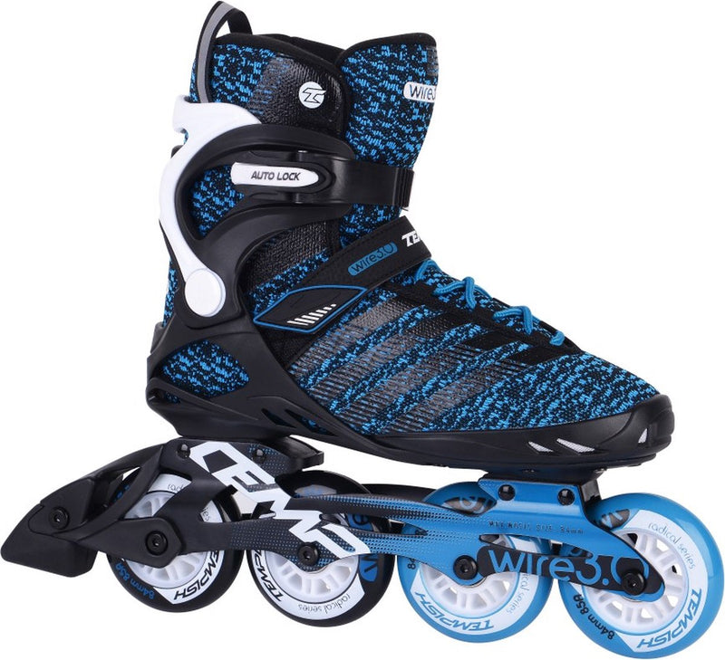 Patines en línea Tempish wire 3.0 84 – ruedas de 4x84 mm – patines en línea fitness – negro azul – talla 39
