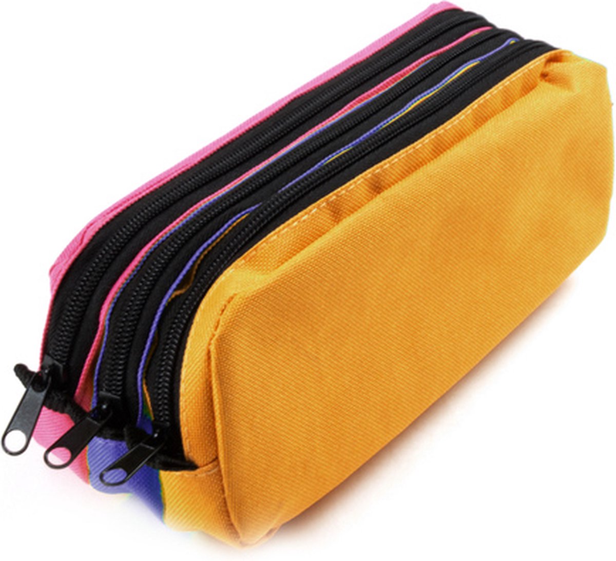 Estuche para bolígrafos Kangaro - rectangular - 3 compartimentos - 25 x 9 x 11 cm - naranja azul fucsia - k-56402
