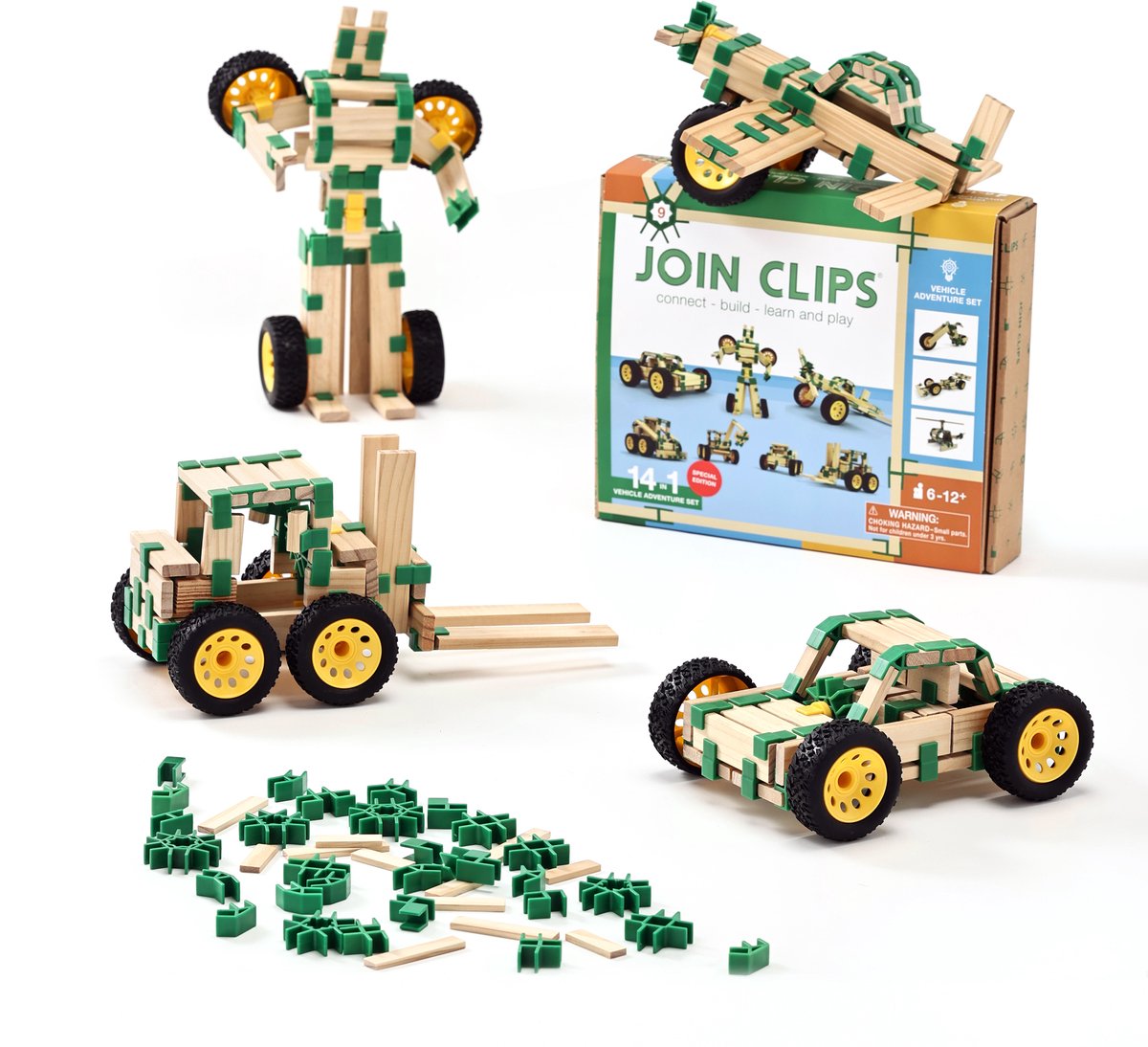Join clips set de construcción vehículos aventura juguetes de construcción 14 en 1.