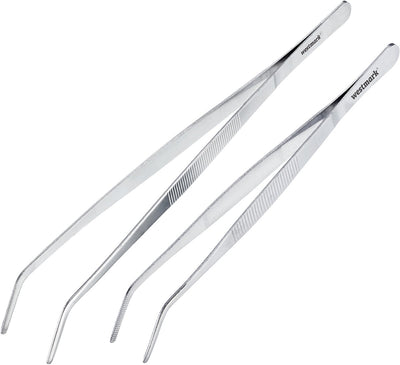 Westmark 2 cooking tweezers - ideal for precise work, serrated gripping surfaces for a firm grip, dishwasher safe, ergonomic handle - stainless steel, 31062270