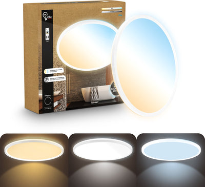 B.K. luce poco profonda - lampada da bagno dimmerabile - plafoniera con telecomando - illuminazione bagno con CCT - ip44 - ø42 - bianco