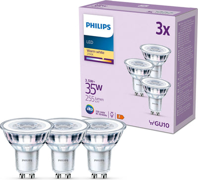 Spot LED Philips - 35 w - gu10 - luce bianca calda - 3 pezzi