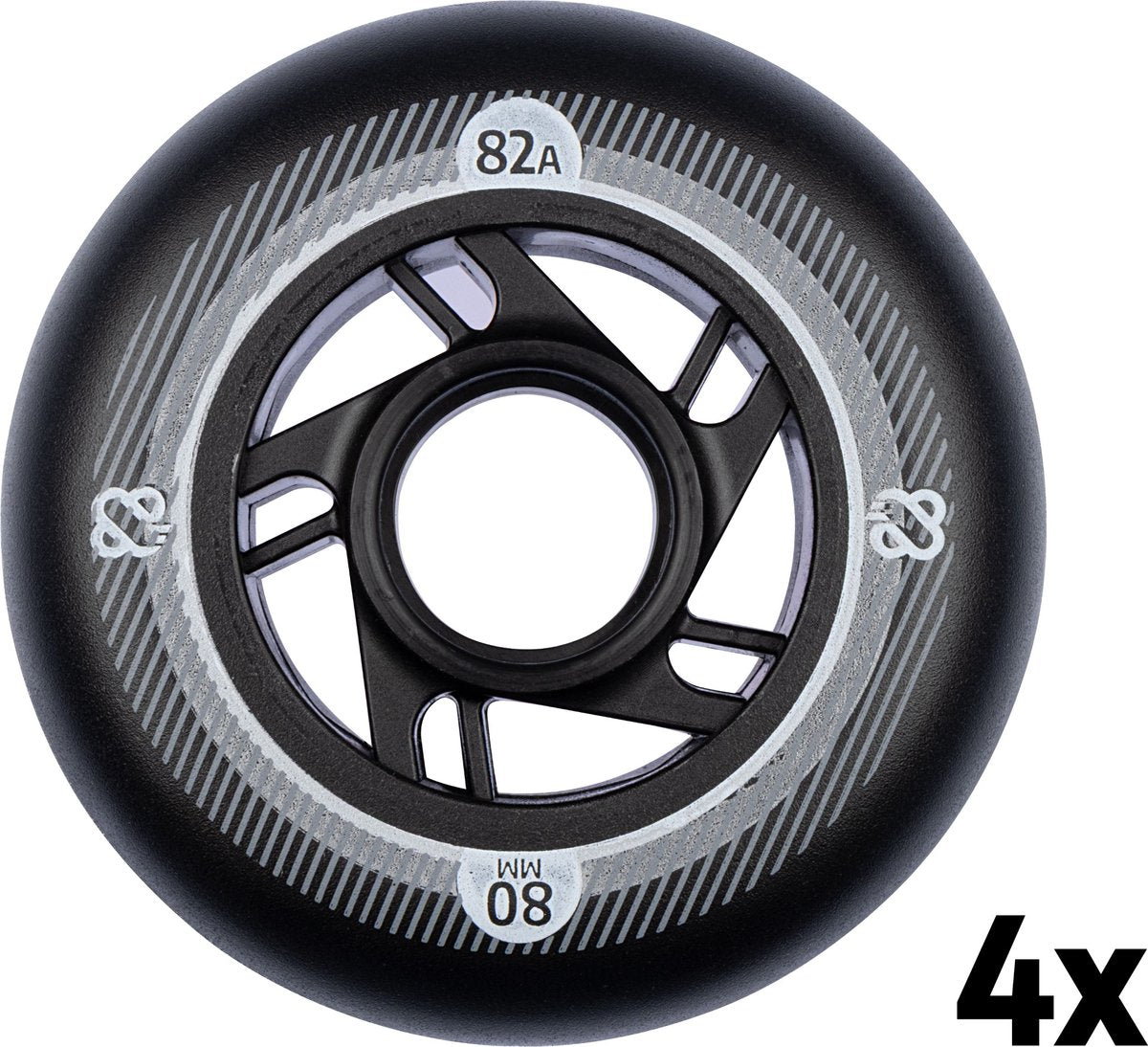Set ruote per pattini in linea Nijdam - 80x24 mm - 4 pezzi - nero