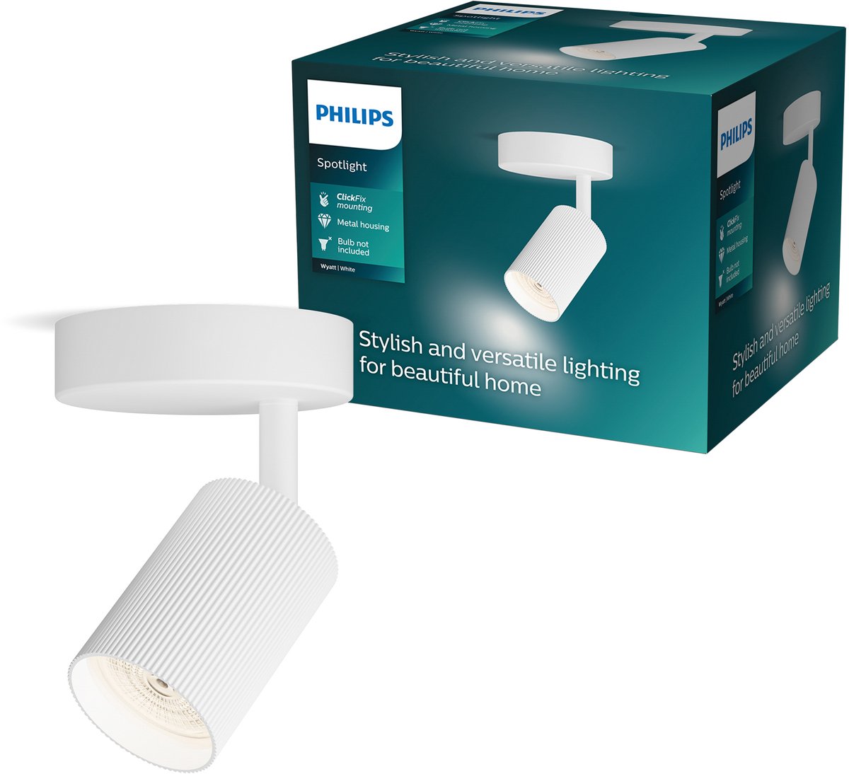 Philips wyatt opbouwspot - led gu10 fitting - richtbaar - 1 lichtpunt - clickfix - wit