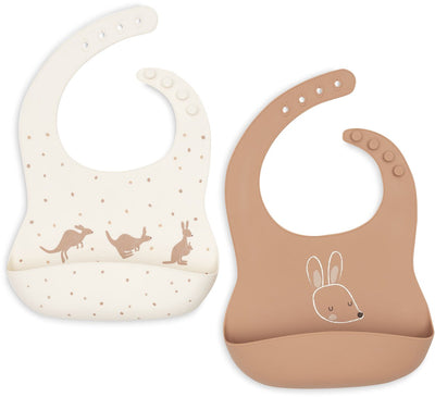 Bavaglini Jollein in silicone - 2 pezzi - kangaroots