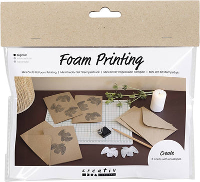 Mini set hobby Creativ Company con stampa in schiuma, cartoncino con piccioni, beige, 1 scatola