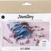 Mini set hobby di Creativ Company gioielli, collana, braccialetto, clip, spilla, blu, azzurro, rosa pastello, 1 scatola
