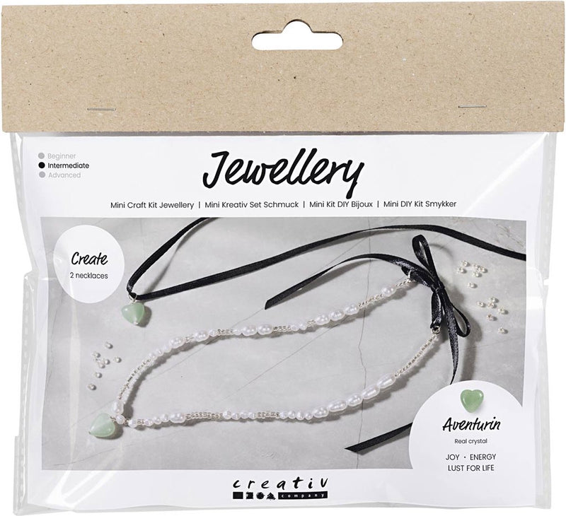 Creativ Company Mini Hobby Set de joyería, corazón de aventurina, transparente, 1 caja