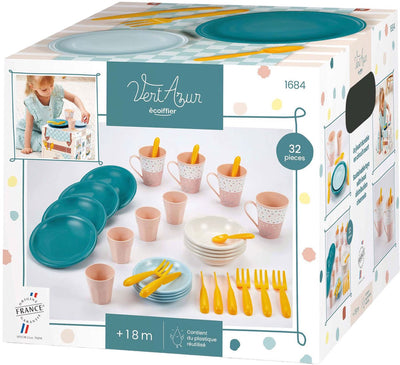 Play Picnic Ecoiffier set con canasta de picnic de cartón, 32dlg.