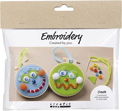 Mini set hobby per ricamo Creativ Company, facce, blu, verde, 1 scatola