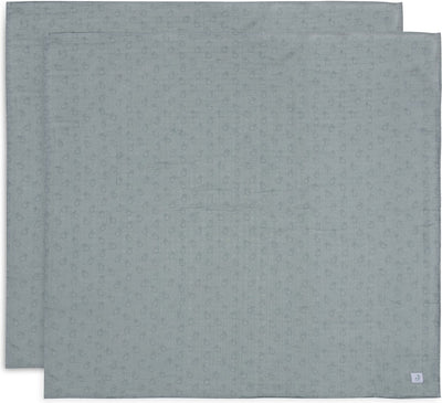 Jollein x Miffy - panno idrofilo grande 115x115 cm - fasciatoio - cotone morbido - 2 pezzi - sagome miffy verde mare
