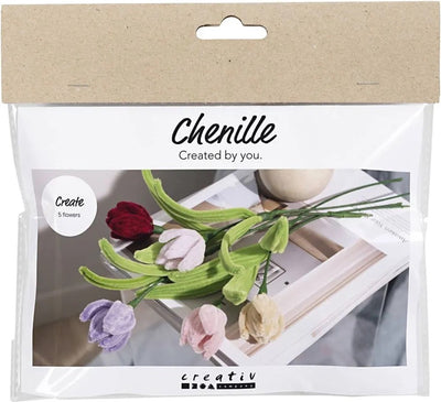 Creativ company mini hobby set flowers made of chenille wire, tulips, various colors, 1 box