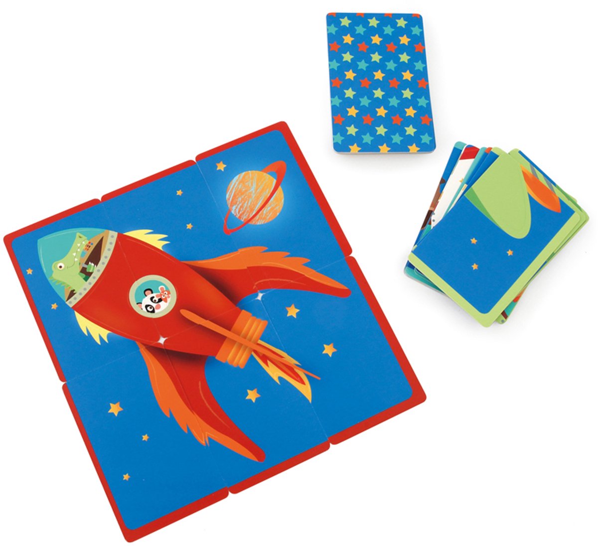 Gioco da tavolo gratta e vinci - corsa allo spazio - in scatola sagomata - 4 anni