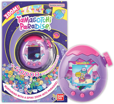 Bandai - tamagotchi paradise sky - animale virtuale da educare - tamagotchi con rotella zoom - giocattolo interattivo in inglese - modello cielo viola e rosa - giocattolo per bambini da 6 anni in su - 43423