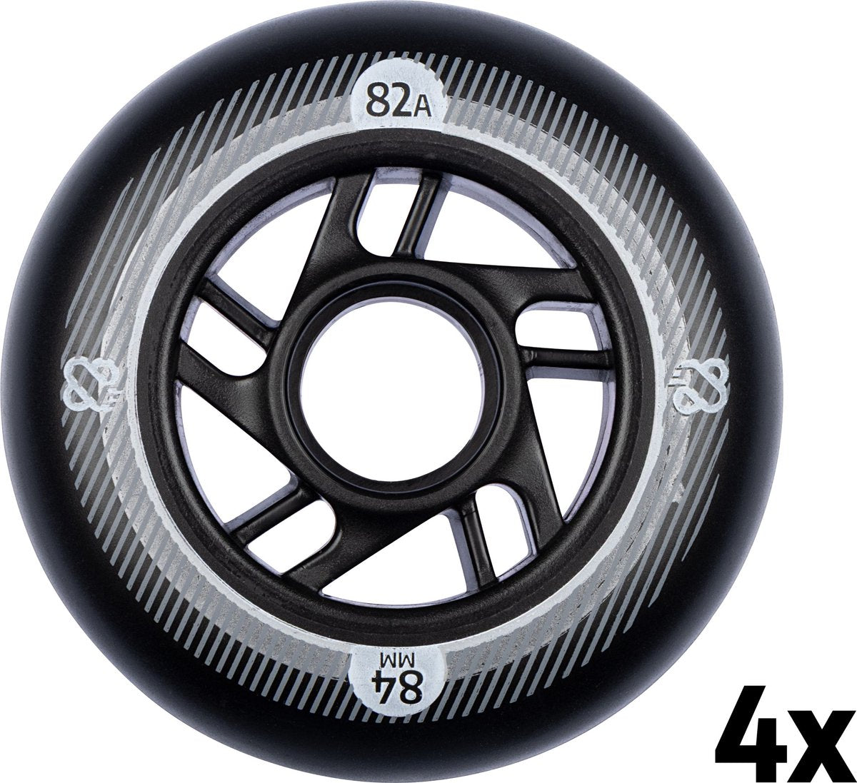 Set di ruote per pattini in linea Nijdam - 84x24 mm - 4 pezzi - nero nero