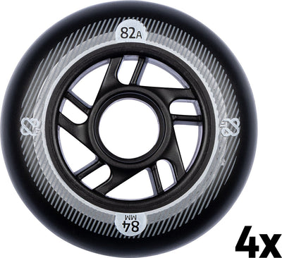 Nijdam inline skate wheels set - 84x24 mm - 4 pcs - black black