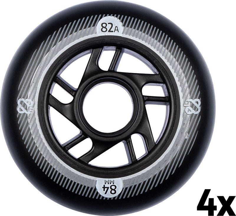 Set di ruote per pattini in linea Nijdam - 84x24 mm - 4 pezzi - nero nero