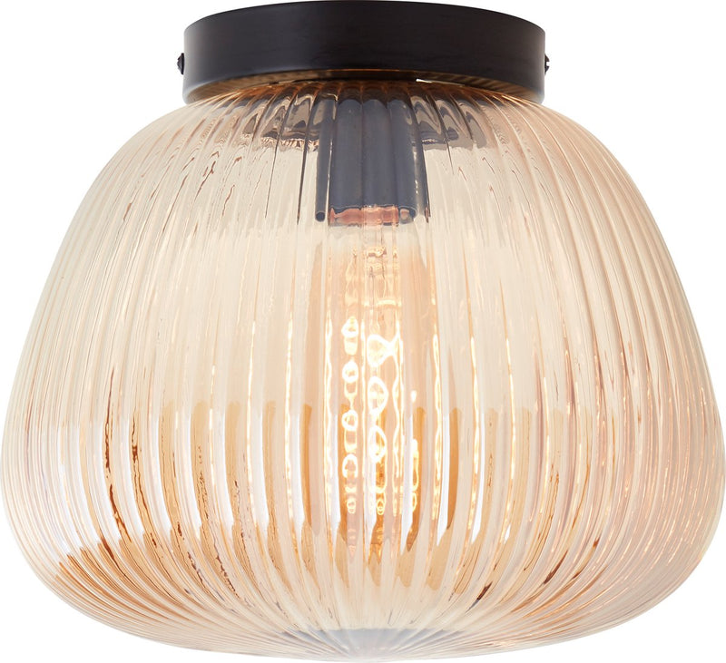 Brilliant kaizen - Plafón - 1 luz redonda - cristal - 1xe27 max 40w - ámbar negro
