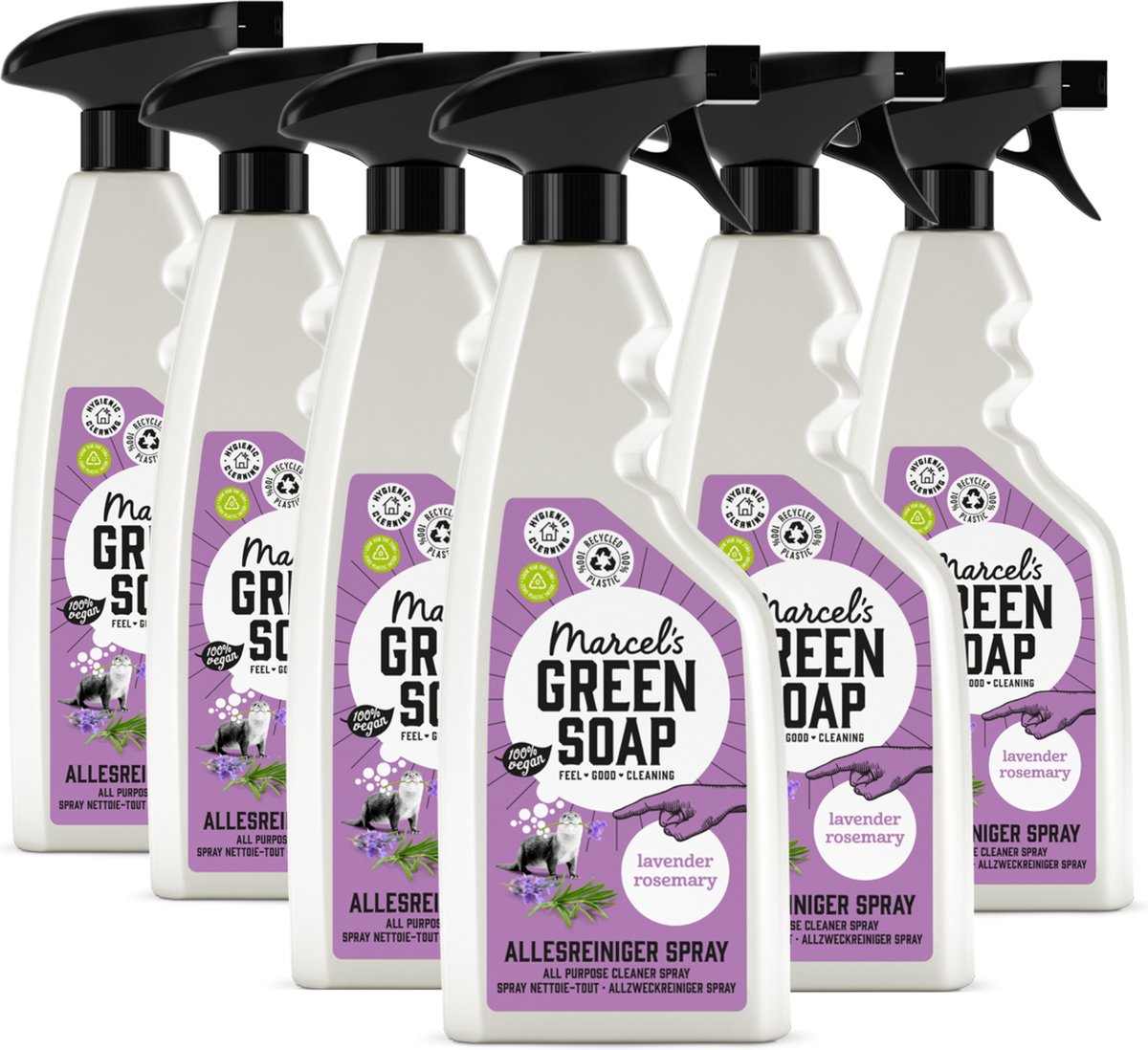 Sapone verde spray detergente multiuso di Marcel - lavanda rosmarino - 6 x 500 ml