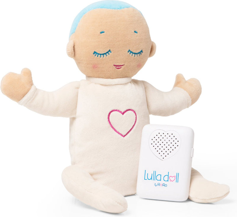 Muñeca Lulla - Muñeca durmiente con respiración natural del latido del corazón - Peluche con latidos del corazón - Ayuda para dormir - Funciona hasta 12 horas - A partir de 0 meses - Lavable a máquina - Azul claro
