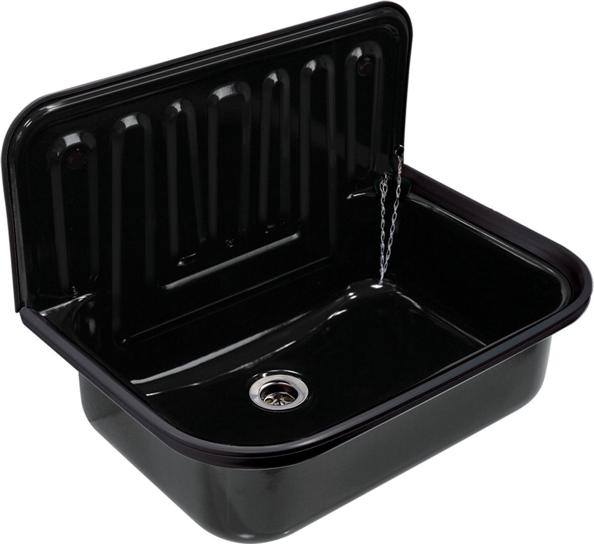 Lavello versatore senza marca senza marchio differnz 50x33 cm con tappo di scarico nero