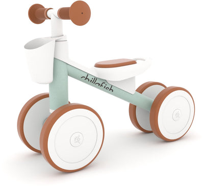 Chillafish Balance Bike 1 anno per ragazzi e ragazze - girello per bambini - verde e marrone - leggera con manubrio regolabile - pneumatici silenziosi antiscivolo per interni ed esterni - modello quadi