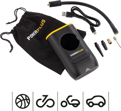 Bomba de aire powerplus powx1710 - compresor de 8v - caudal de aire de 16l min - 4 boquillas