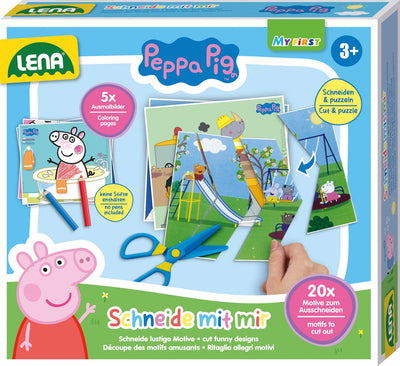 Lena peppa pig aprendiendo a cortar cartulina juego educativo.