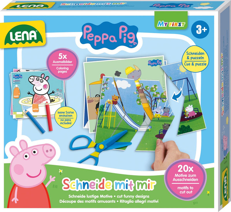 Lena peppa pig aprendiendo a cortar cartulina juego educativo.