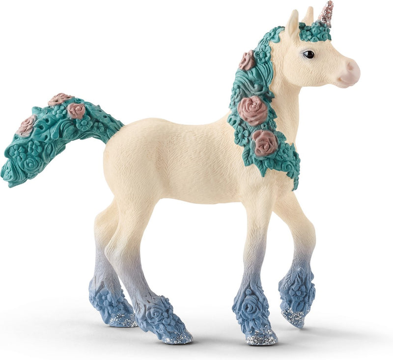 Schleich bayala - puledro di unicorno con fiori - figura da gioco - giocattoli per bambini e bambine - da 5 a 12 anni - 70591