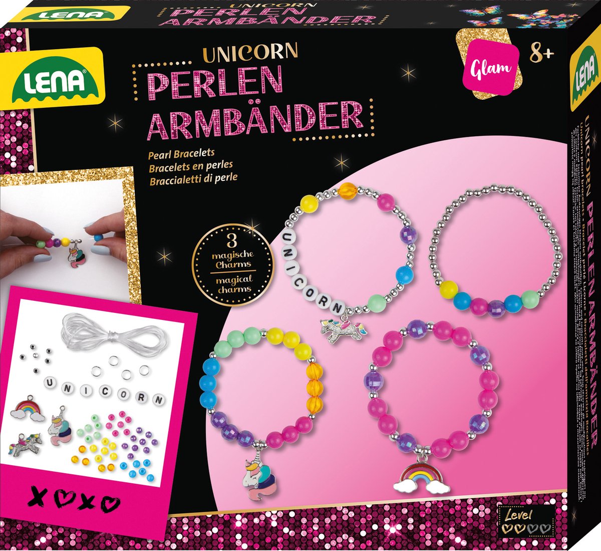 Braccialetti di perline Lena unicorno con manica.