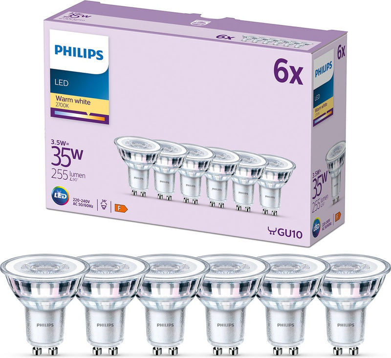 Spot LED Philips - 35 w - gu10 - luce bianca calda - 6 pezzi