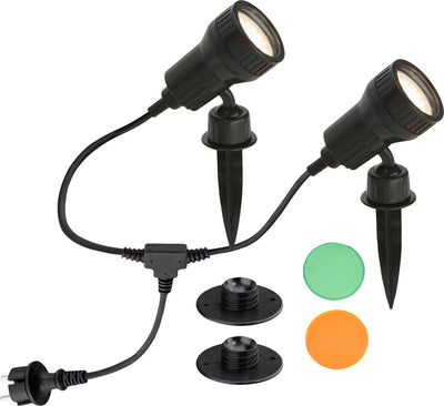 Faretto da terra a LED Briloner con spiedo nero, 2 pezzi