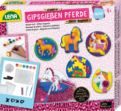 Lena Horse Craft Set de yeso con purpurina, imanes, juguetes creativos.