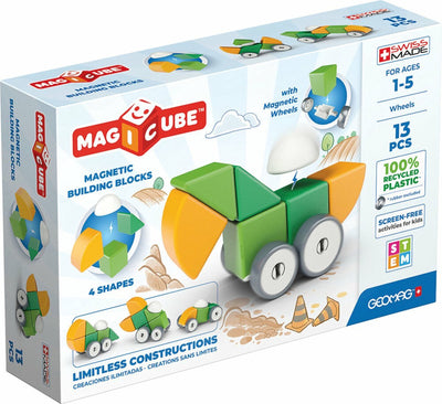 Ruedas de formas recicladas Geomag magicube - bloques de construcción magnéticos - 13 piezas - a partir de 4 años