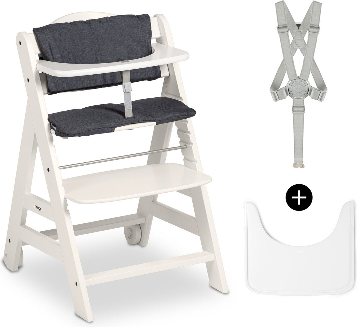 Hauck beta+ kinderstoelset - fsc®-gecertificeerd – hout - inclusief wielen en houten tafel - white