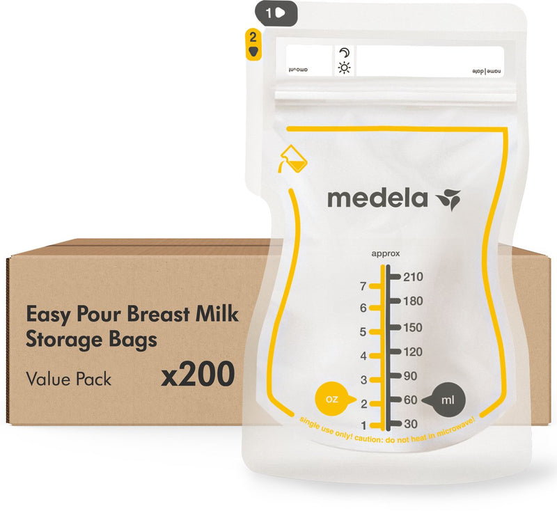 Bolsas de almacenamiento de leche materna Medela - 200 piezas - a prueba de fugas - con doble cierre y pico - Sin BPA y reciclables