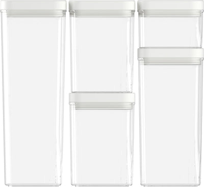 Taniche di stoccaggio Curver Kara - set 0,5 l + 2x1,2 l + 1,8 l + 2,4 l - bianco
