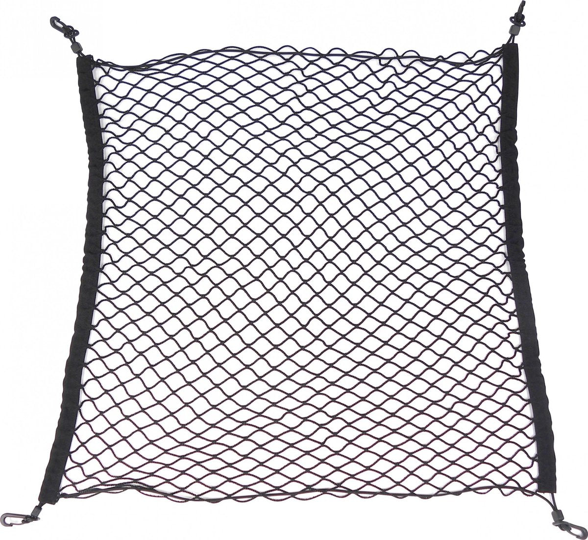 Carpoint kofferbaknet 75x85 cm – elastisch – met 4 haken – universeel – voor vastzetten bagage – polyester – auto accessoire