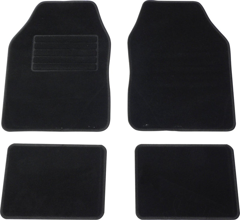 Carpoint mattenset malibu - 4 delig - 2 voormatten - 2 achtermatten - antislip onderkant - verstevigd hakstuk - afgezoomde randen - zwart