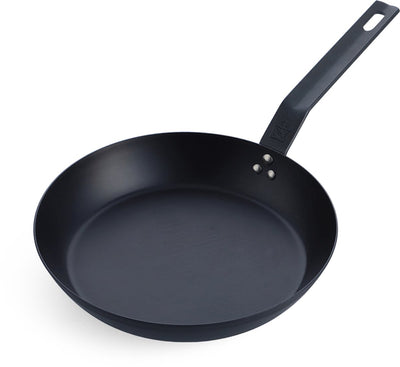 Padella per barbecue in acciaio massiccio Bk 26 cm - lamiera d'acciaio - acciaio al carbonio - manico in ghisa - adatto al forno fino a 230°c - barbecue - lavaggio a mano - set barbecue