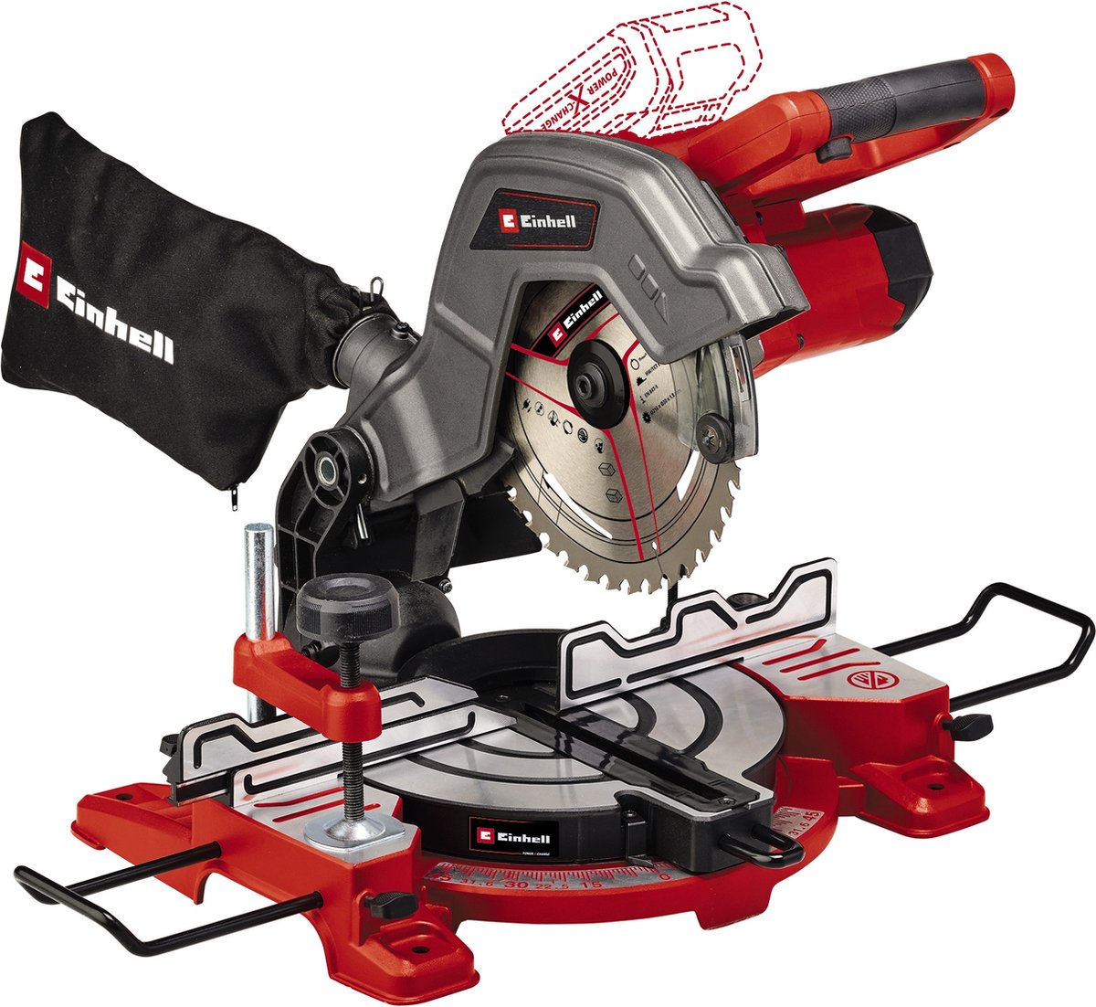 Troncatrice a batteria Einhell te-ms 18 8 li solo - power x-change - 18 v li-ion - ø216 mm - incl. Lama per sega da 40 denti - escl. batteria e caricabatterie
